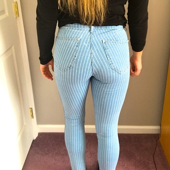 Blue and White Stripe High Waist Jeans from H&M - Picture 2 of 3